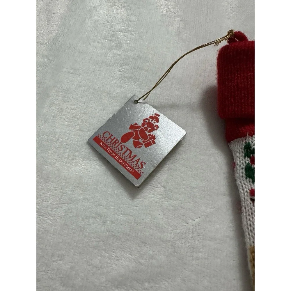 Gibson Teddy Hugglesbie Christmas Stocking Knit Teddy Bear Vintage